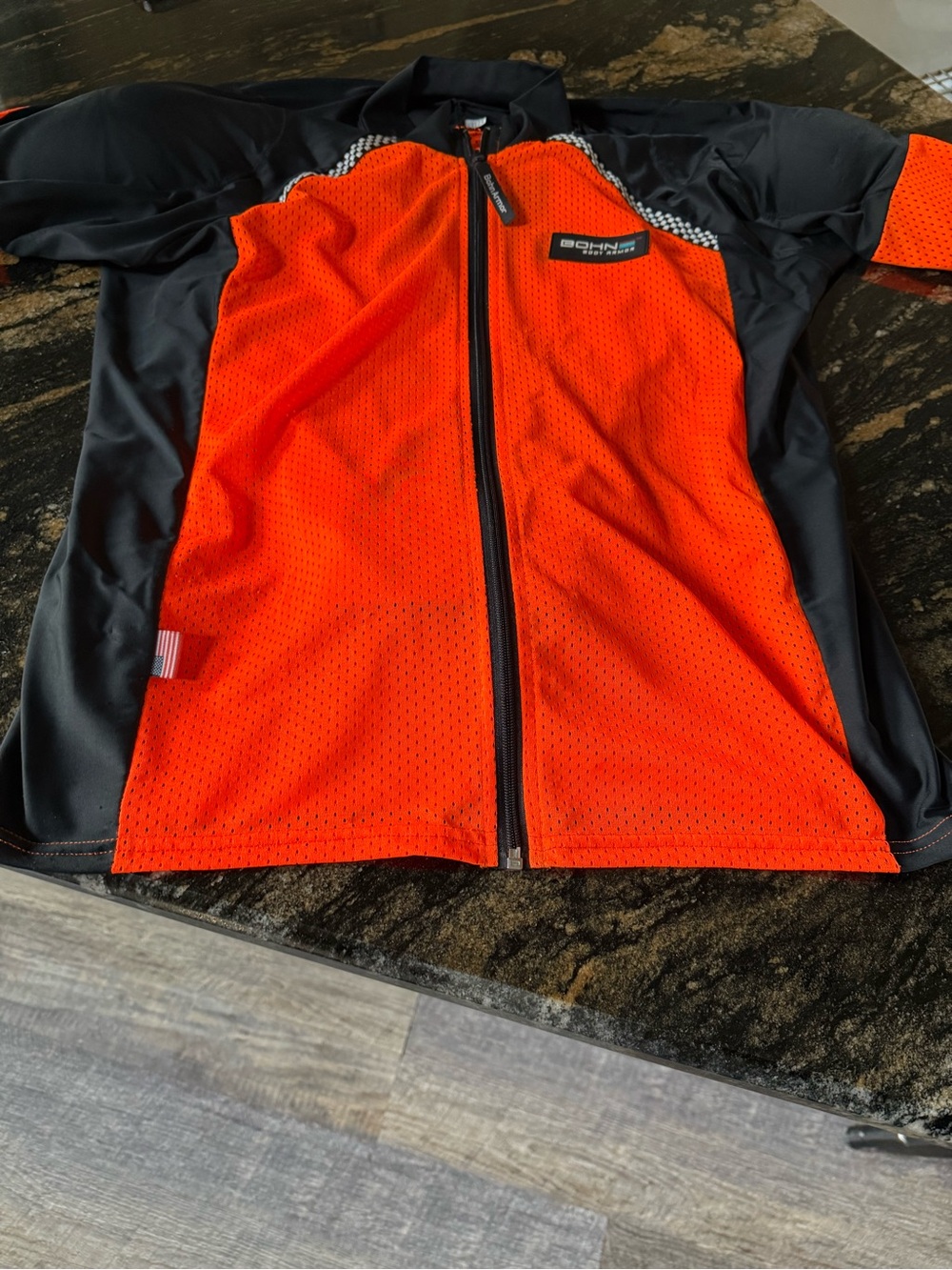 Bohnam Orange & Black Zip-Up Cycling Jersey /Motorcycle jacket with pads